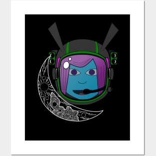 alien astronaut moon Posters and Art